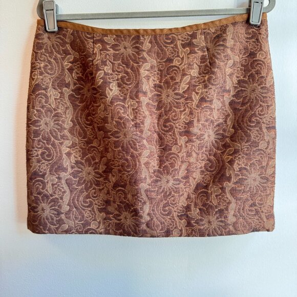 Fossil Brown Paisley Jacquard Mini Skirt Fall Outfit Cozy Whimsigoth NWT Size 10 - Picture 1 of 6